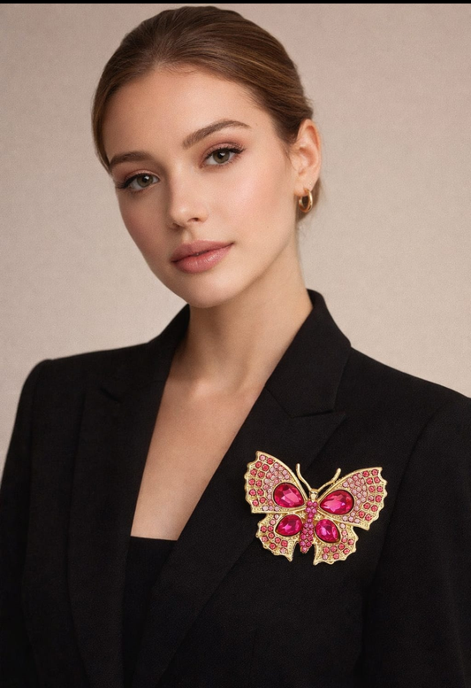 Ruby Glow Butterfly Statement Brooch