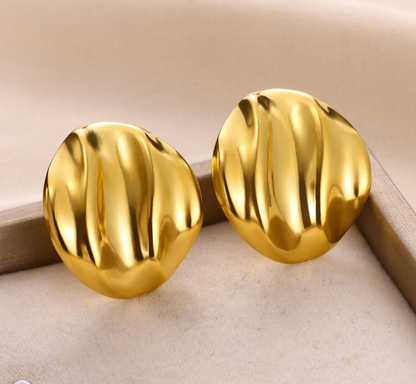 Molten Gold Dome Stud Earrings – Sleek Statement Shine