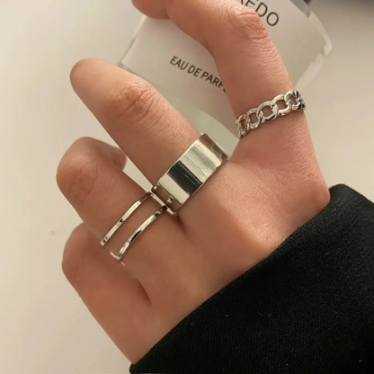 Silver-Tone Minimalist Adjustable Ring