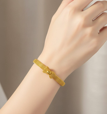 SET OF 2 Braided Mesh Knot Gold Cuff