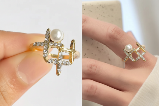 Crystal Cross Pearl Ring ✨💫