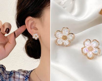Iridescent Flower Stud Earrings