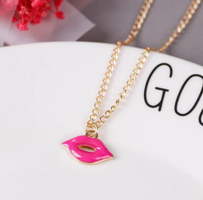 Glossy Lip Charm Necklace