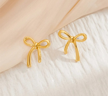 Petite Gold Bow Knot Stud Earrings – Minimal Chic Charm