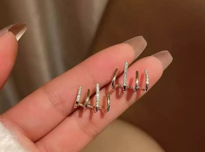 Triple Hoop Crystal Ear Cuff Earrings