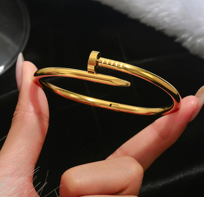 Modern Nail Design Gold Cuff Bracelet
