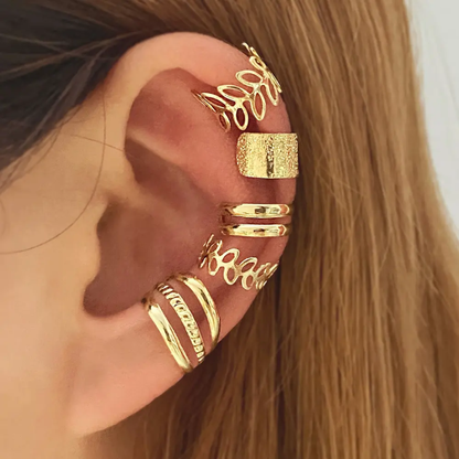 Gold & Silver Ear Cuff Set – Stylish Non-Piercing Ear Wrap
