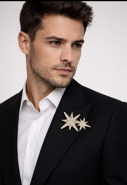 Radiant Starburst Crystal Brooch