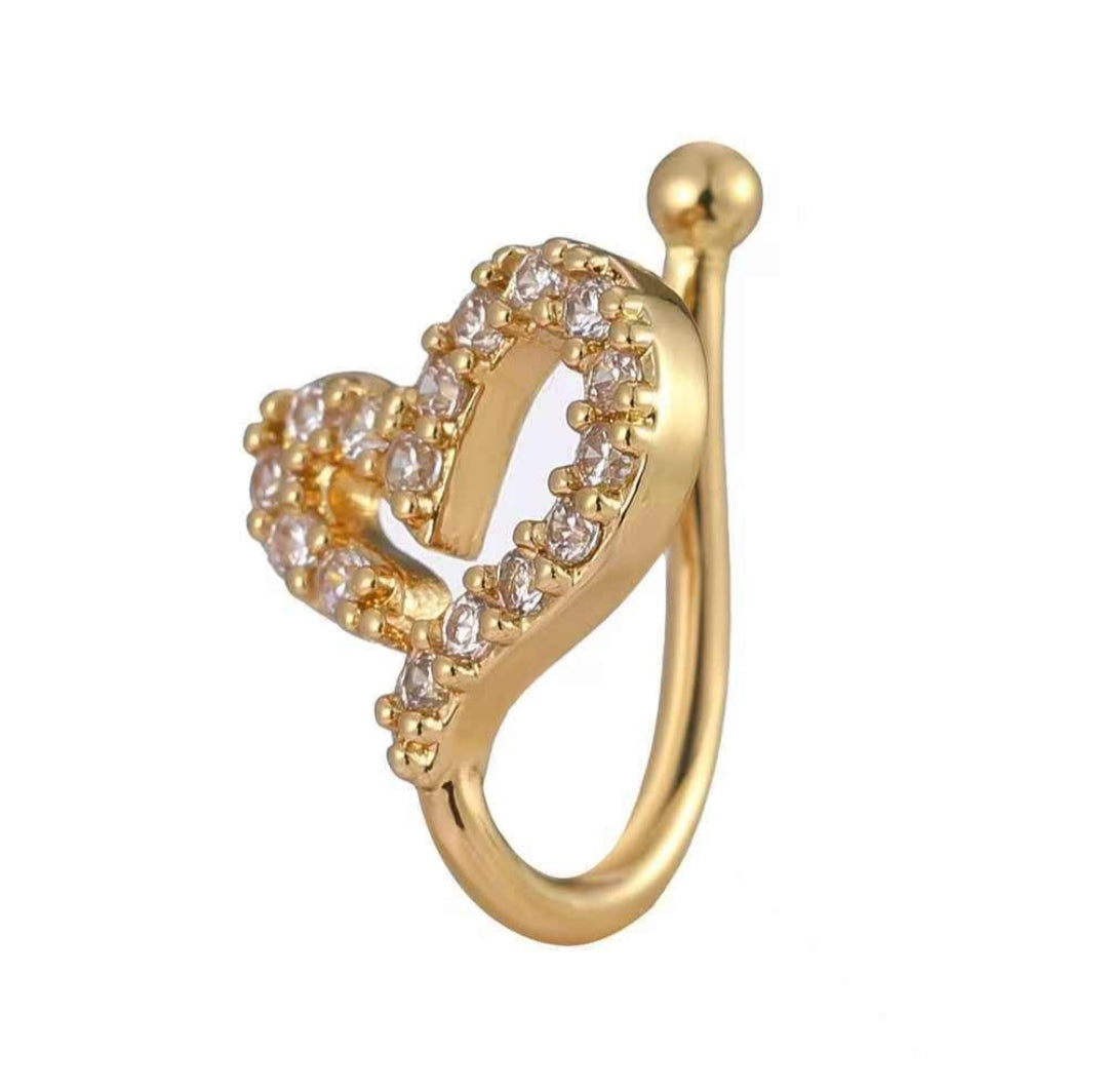 Gold Heart-Shaped Nose Ring