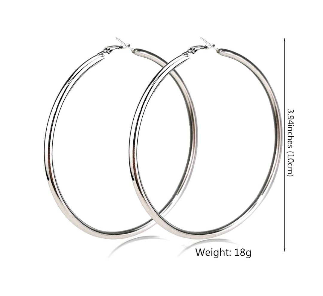 Classic Oversized Silver Hoop Earrings – Timeless Statement Essential