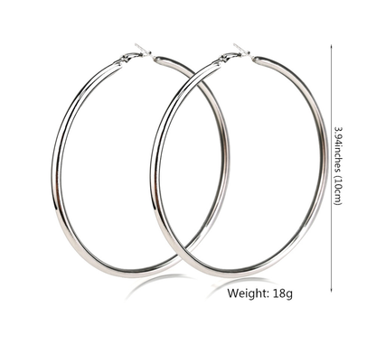 Classic Oversized Silver Hoop Earrings – Timeless Statement Essential