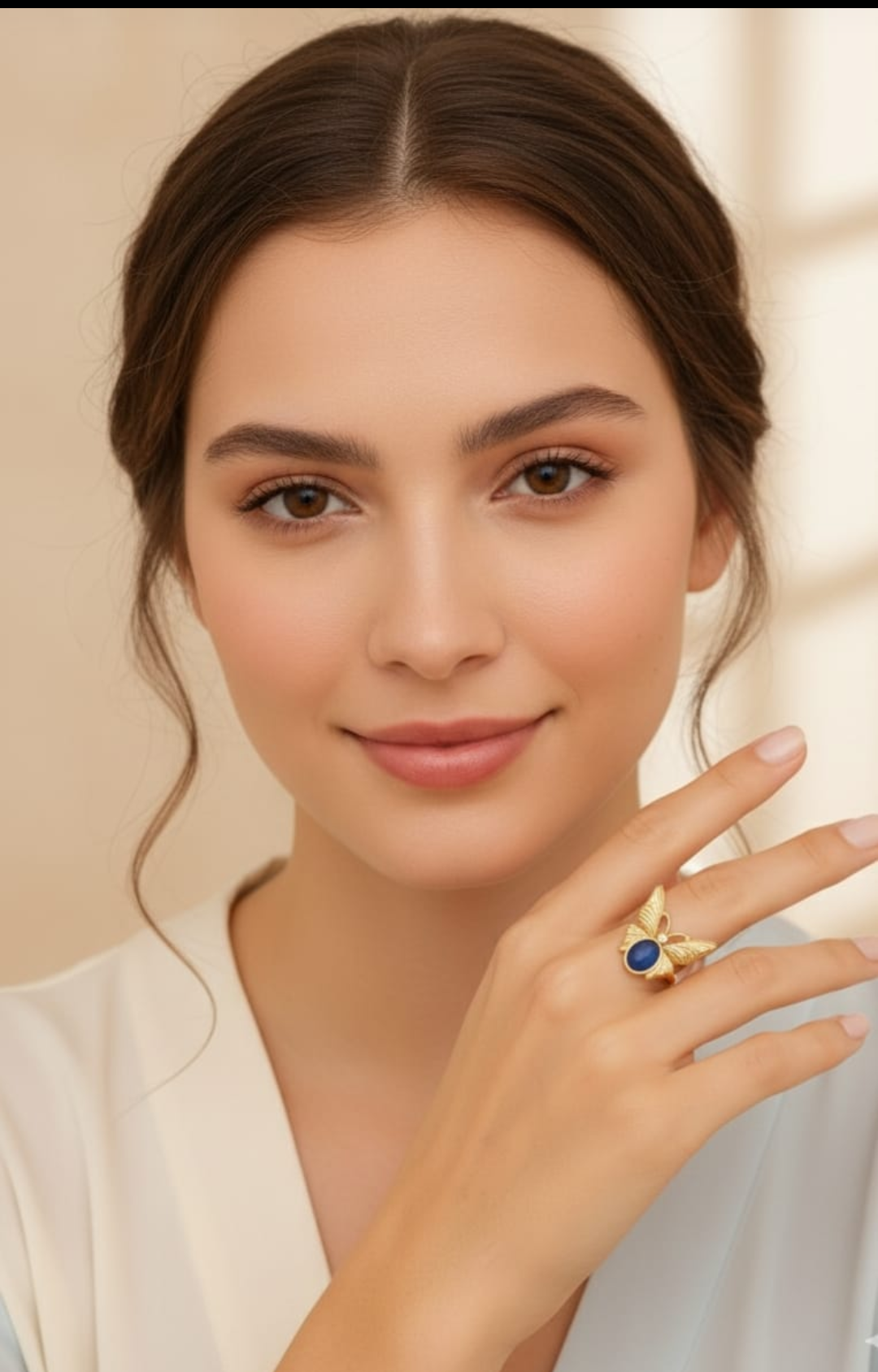 Butterfly Blue Stone Statement Ring