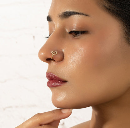 Gold Heart-Shaped Nose Ring