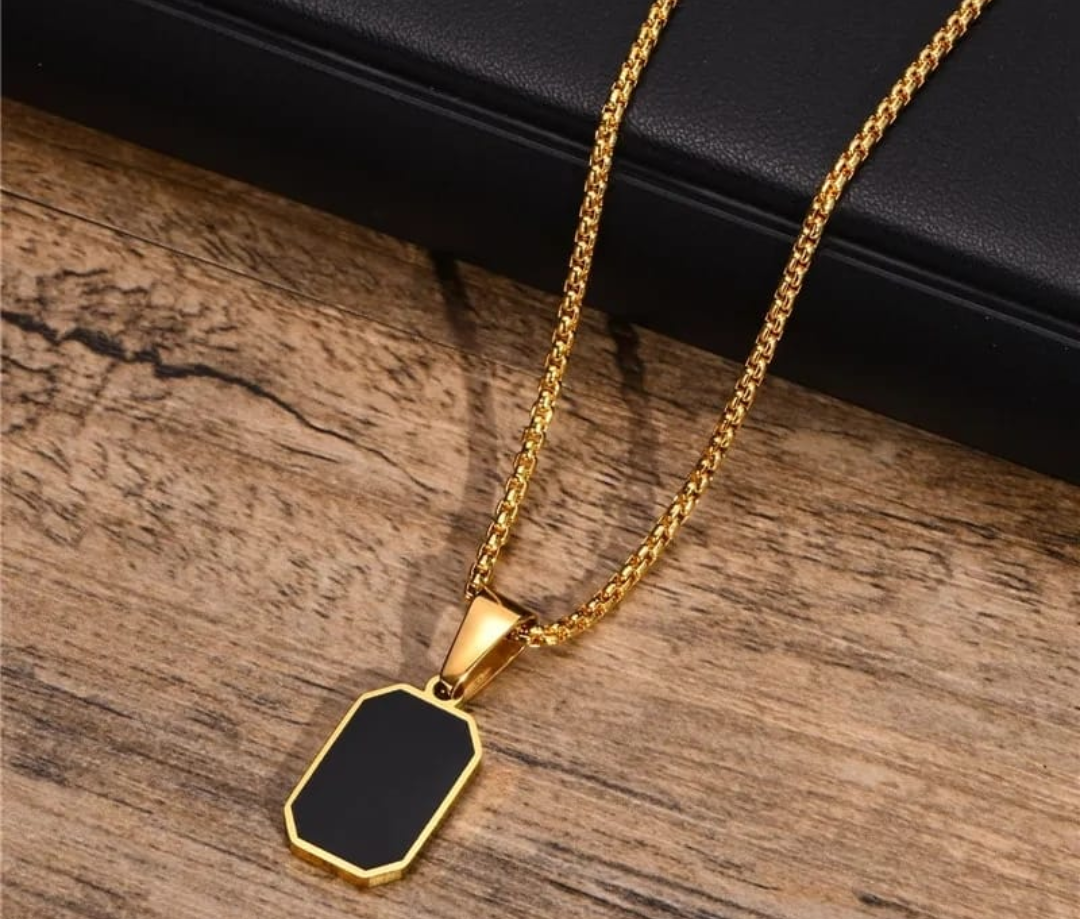 Obsidian Edge Tag Necklace
