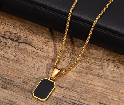Obsidian Edge Tag Necklace