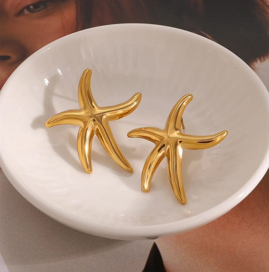 Gold Starfish Statement Earrings