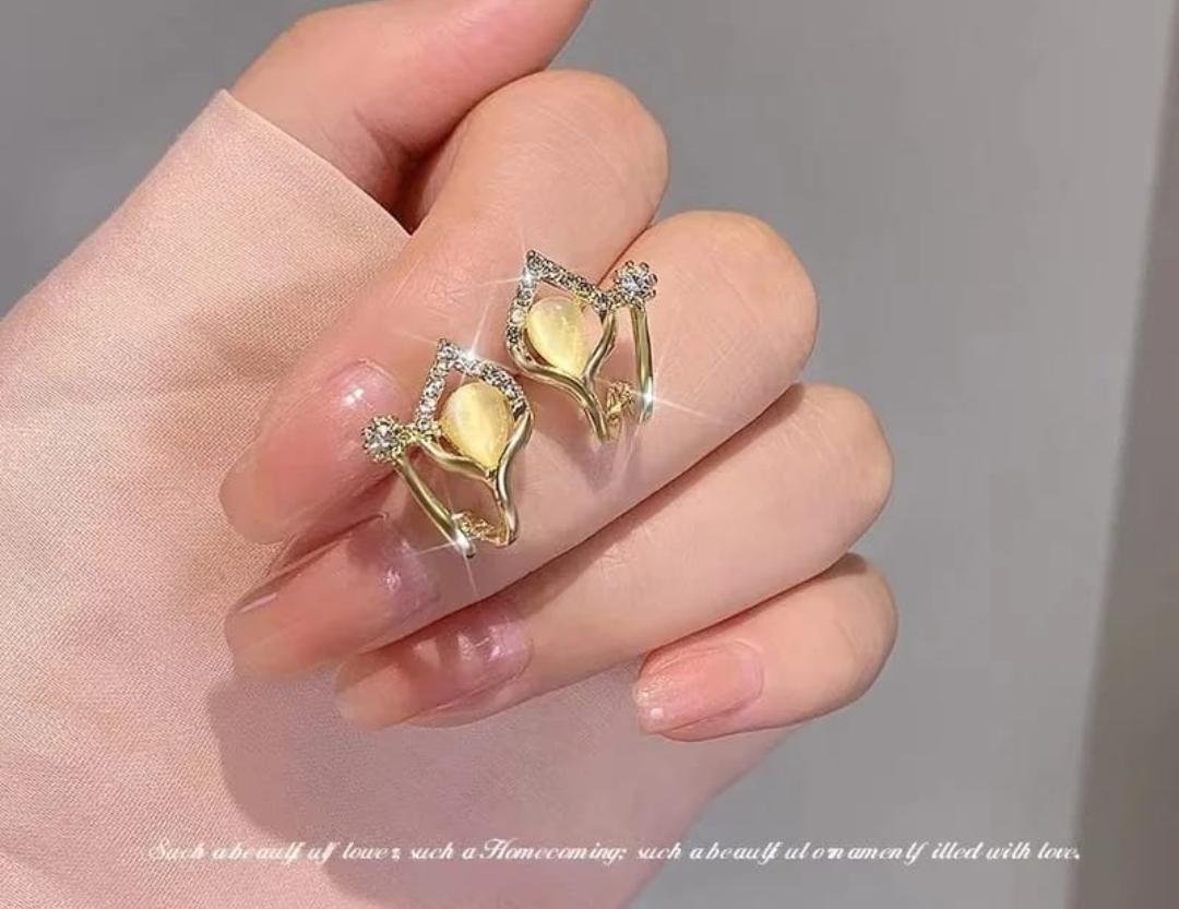 Elegant Crystal Calla Lily Stud Earrings