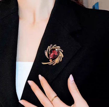 Elegant Swirl Pearl Crystal Brooch
