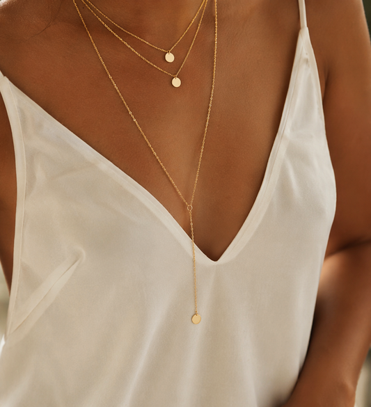 Layered Coin Drop Y Necklace