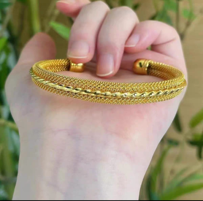 SET OF 2 Textured Gold Mesh Cuff Bracelet