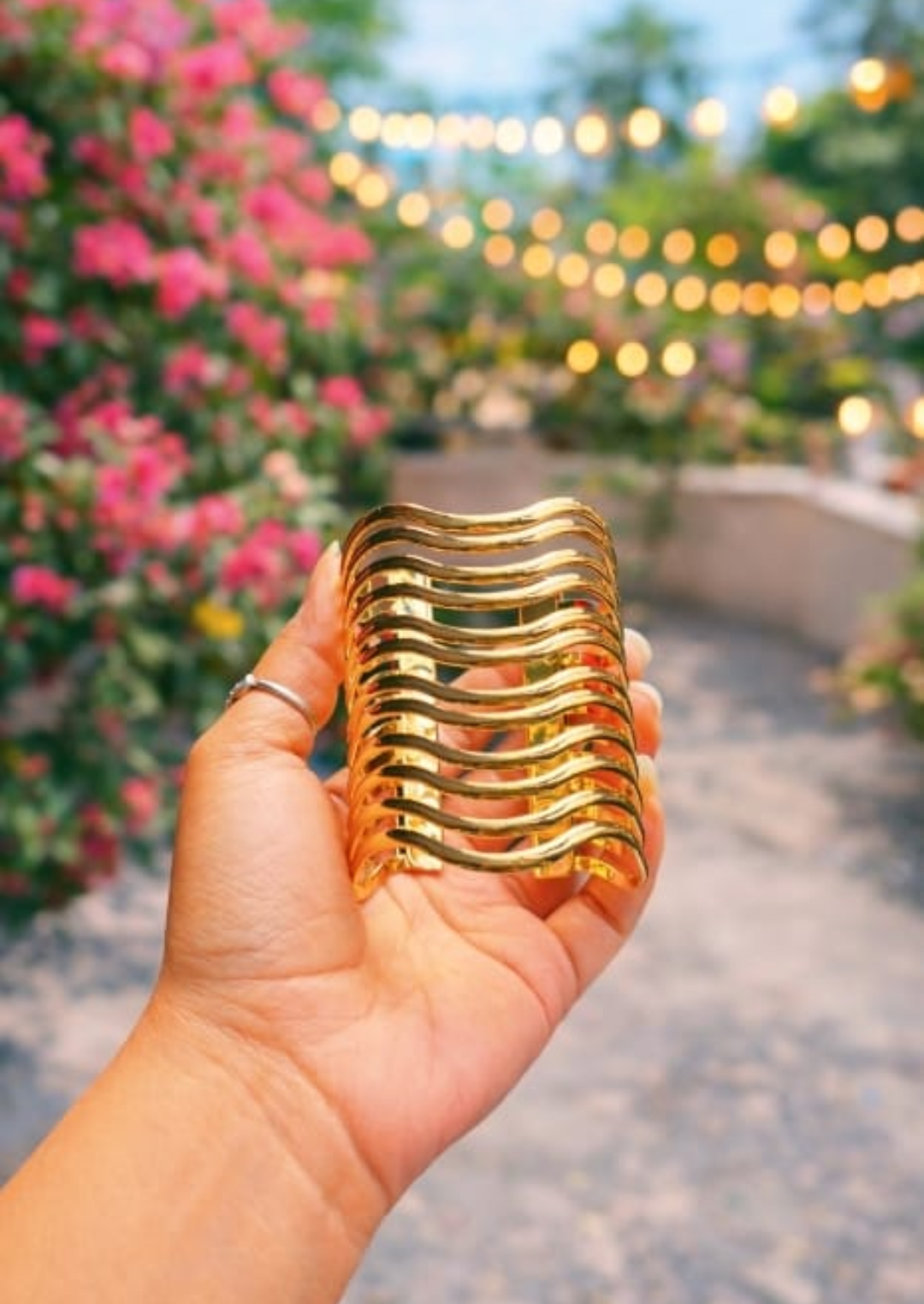 Waveform Layered Gold Cuff Bracelet