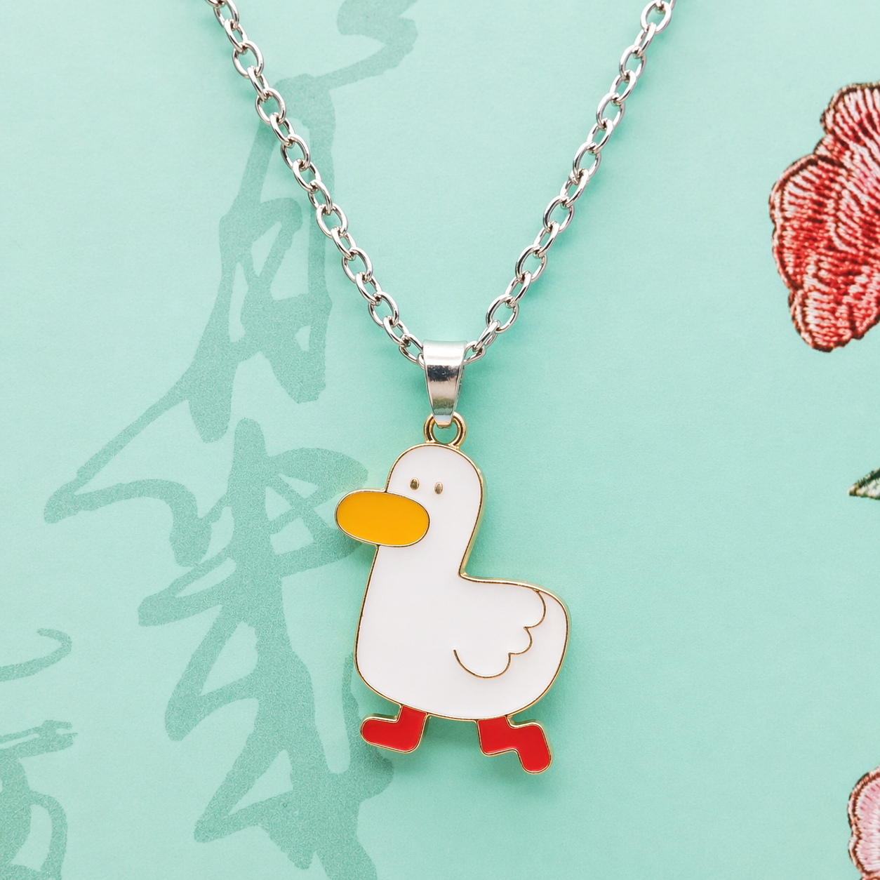 Cute Duck Enamel Pendant Necklace