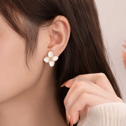 Floral Enamel Stud Earrings
