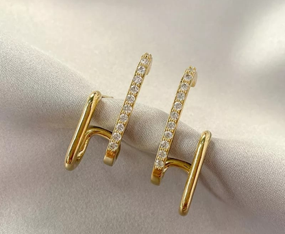 Double Hoop Crystal Ear Cuff Earrings