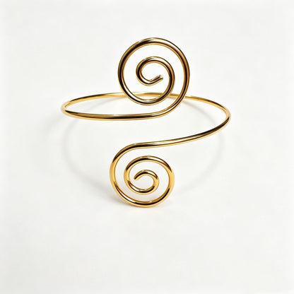 Spiral Gold Armlet – Elegant Boho Upper Arm Cuff