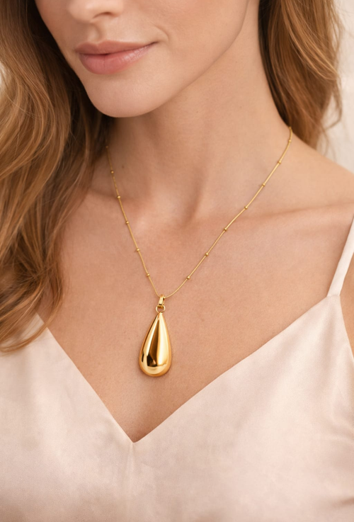 Golden Teardrop Minimalist Pendant Necklace