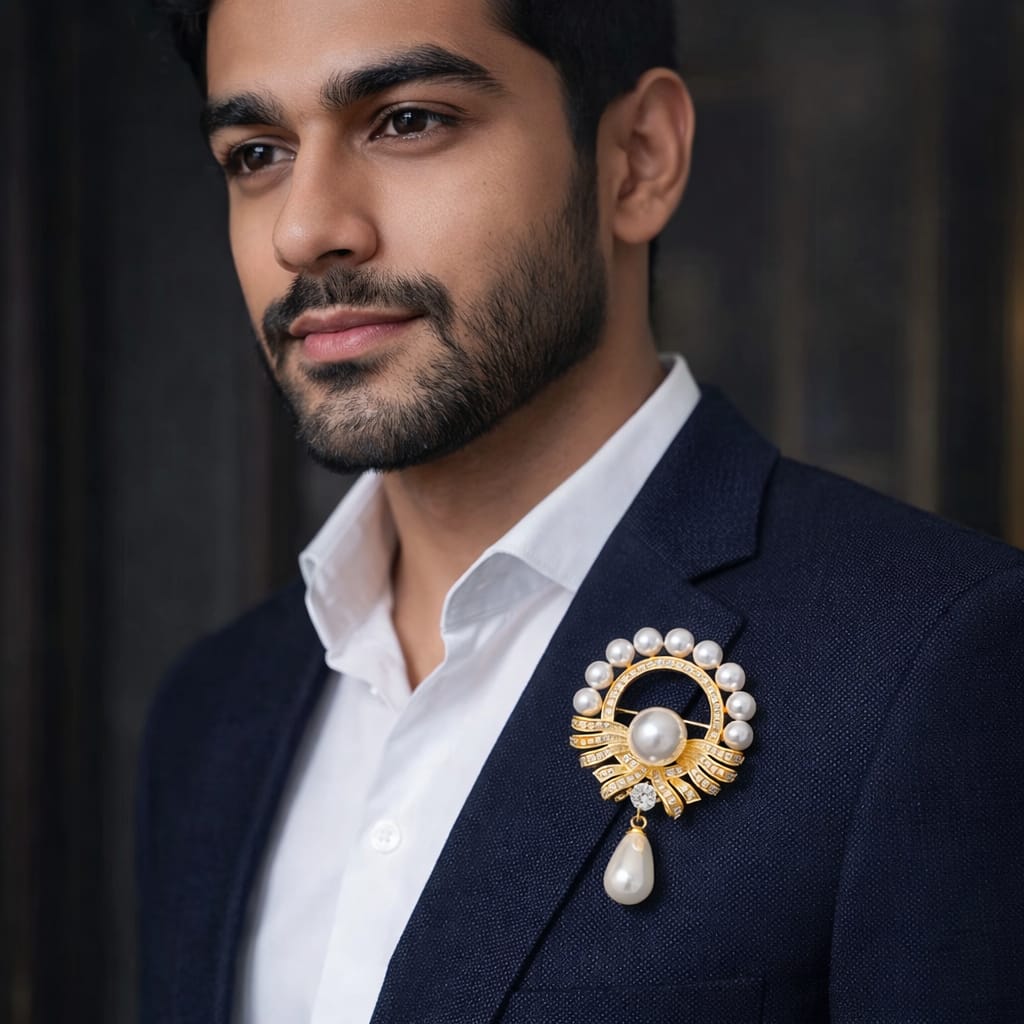 Royal Pearl Crest Brooch