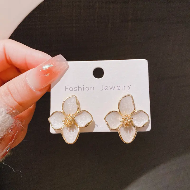 Floral Enamel Stud Earrings