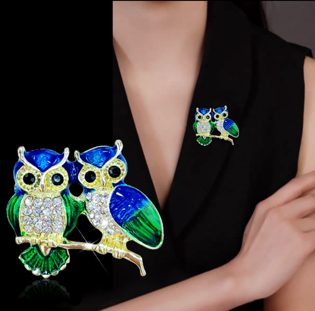 Elegant Crystal Owl Brooch