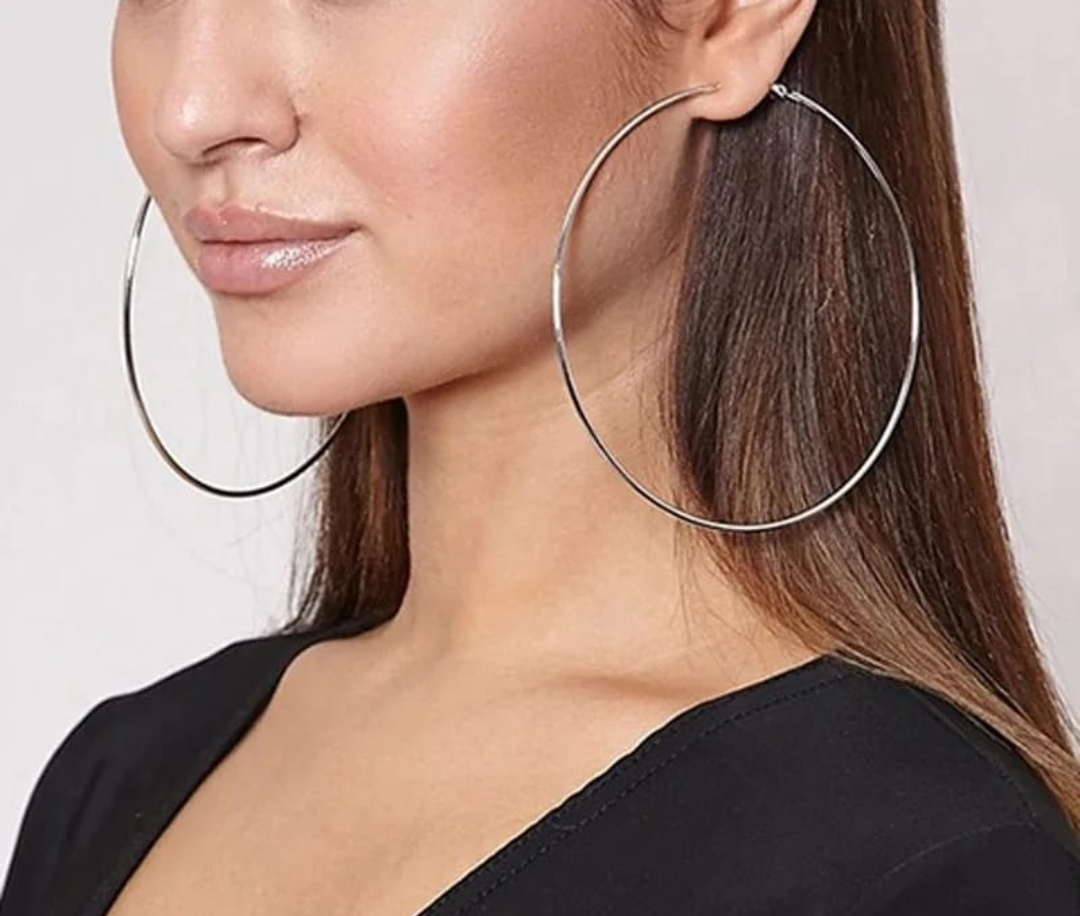 Classic Oversized Silver Hoop Earrings – Timeless Statement Essential