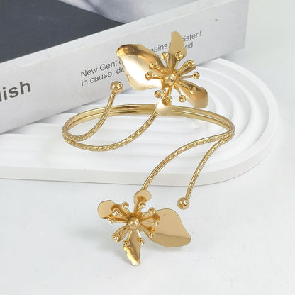 Golden Bloom Statement Armlets – Elegant Floral Upper Arm Cuffs