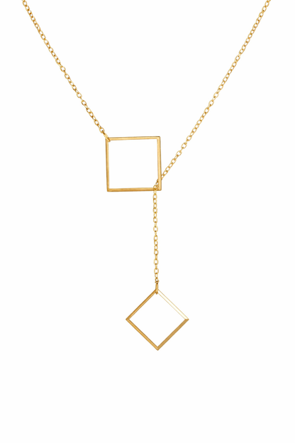 Geometric Lariat Gold Necklace for women