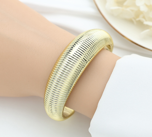 Ribbed Dome Gold Statement Cuff