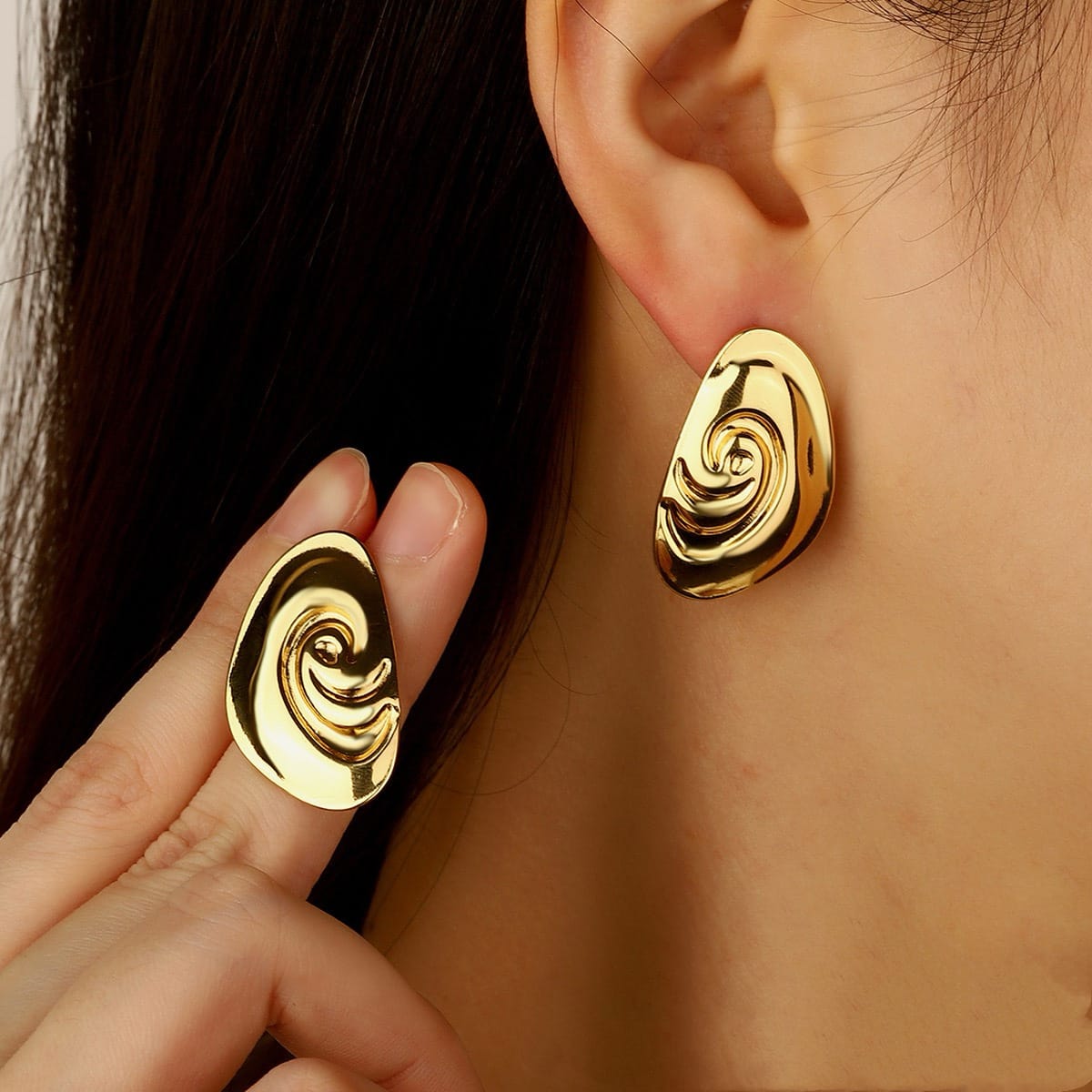Golden Spiral Statement Earrings