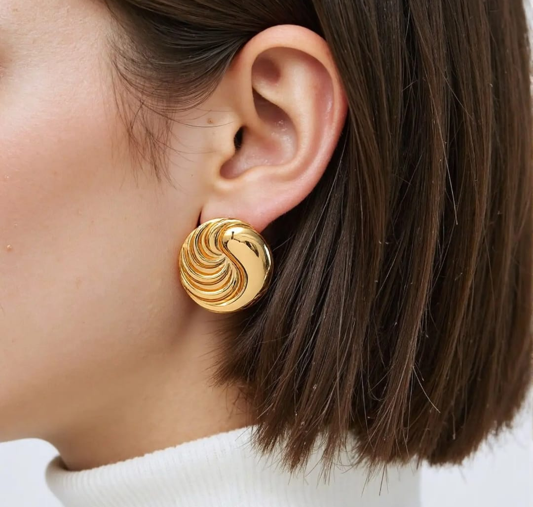 Golden Swirl Dome Earrings