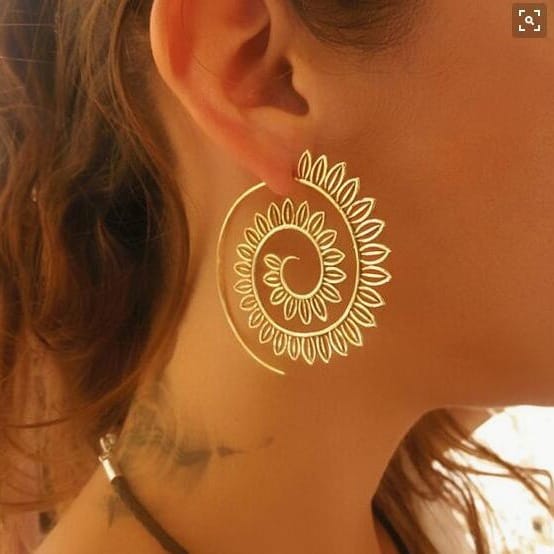 Golden Spiral Sun Hoop Earrings