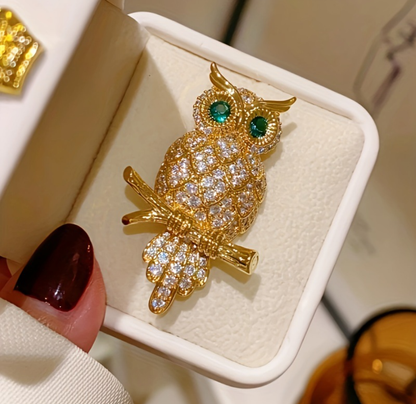 Luxury Crystal Owl Brooch Pin