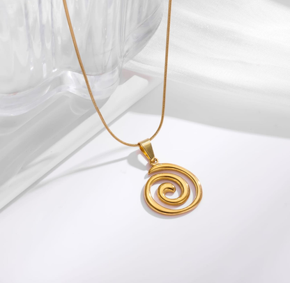 Minimalist Gold Spiral Pendant Necklace