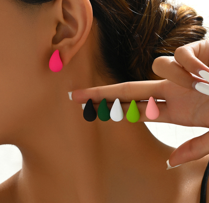 Matte Teardrop Stud Earrings – Minimal Pop Statement