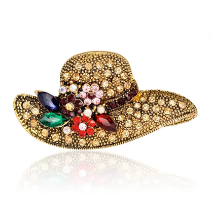 Vintage Crystal Hat Statement Brooch