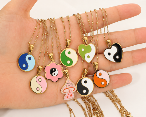 Colorful Yin Yang Charm Pendant Necklace