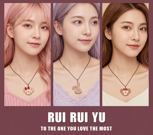 🐻 Cute Cartoon Pendant Necklaces – “RUI RUI YU” Collection