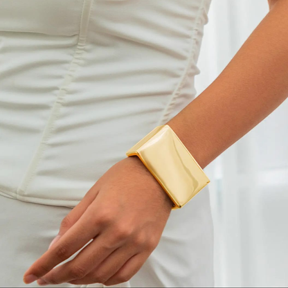 Minimalist Sculptural Gold Cuff Bracelet