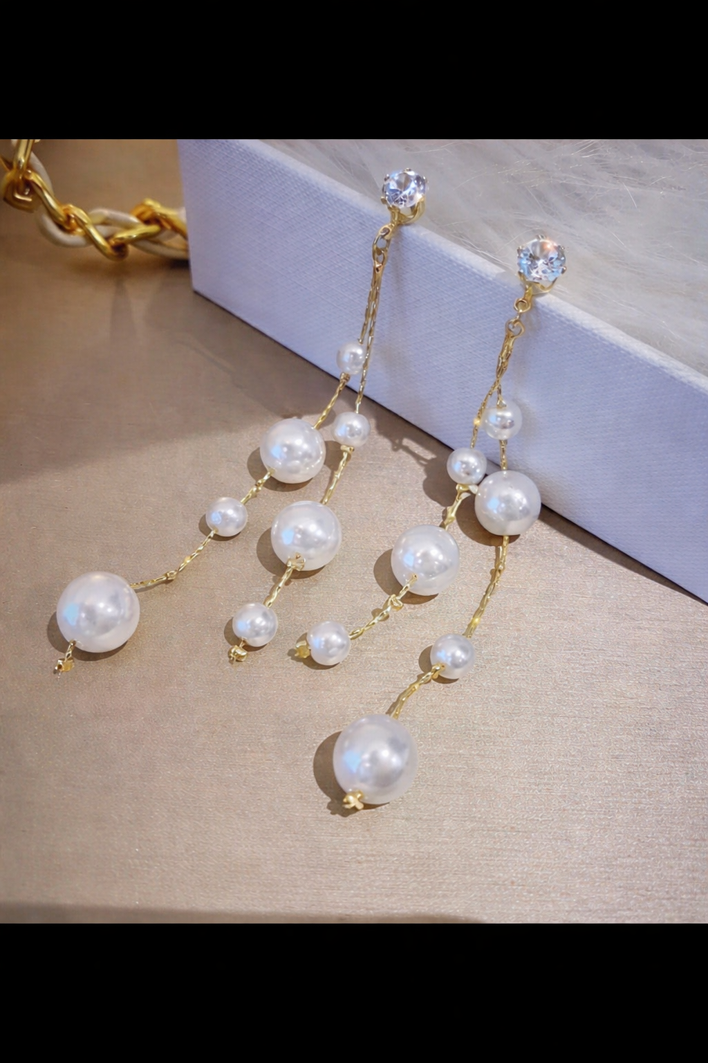 Luxe Pearl Cascade Chain Earrings