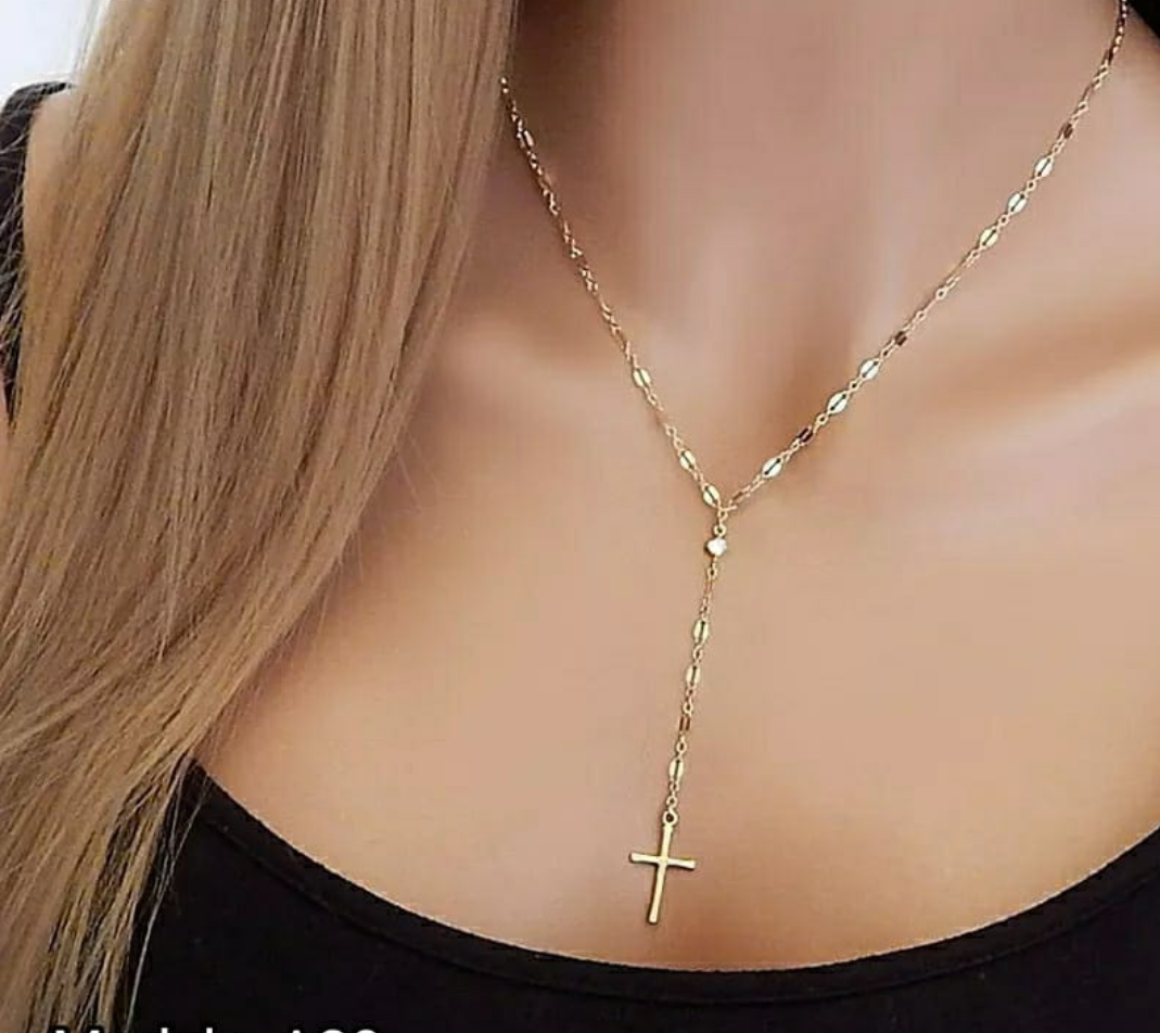 Elegant Y-Drop Cross Pendant Necklace
