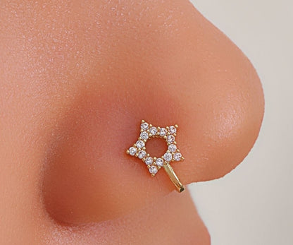 Gold Star Nose Stud with Gemstone Accents
